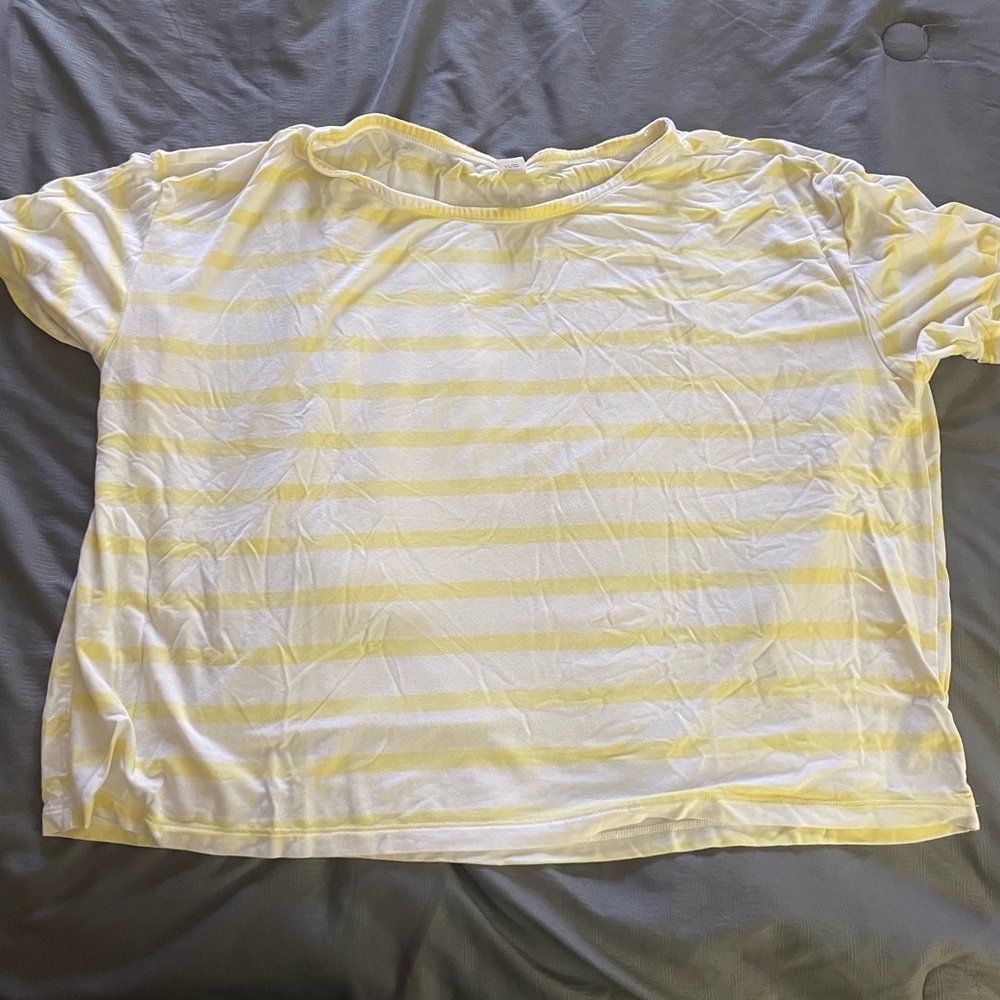 Woman’s white and yellow stripped T-Shirt